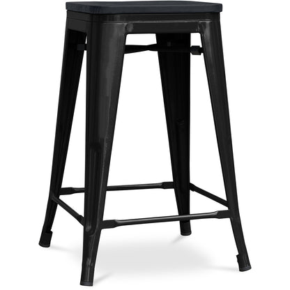 Bar stool - Industrial design - Wood and steel - 61cm - Stylix
