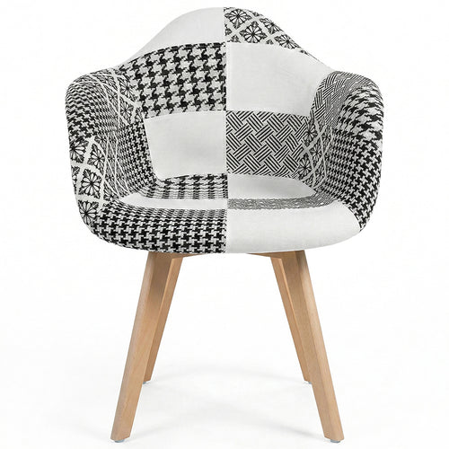 Esszimmerstuhl Dominic im skandinavischen Stil, weiß und schwarz - Patchwork