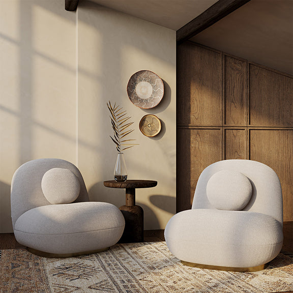 Bouclé fabric upholstered armchair - Larry - gallery 4