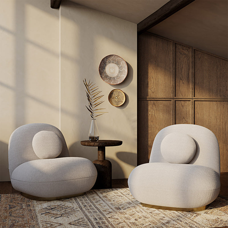 Bouclé fabric upholstered armchair - Larry - gallery 4