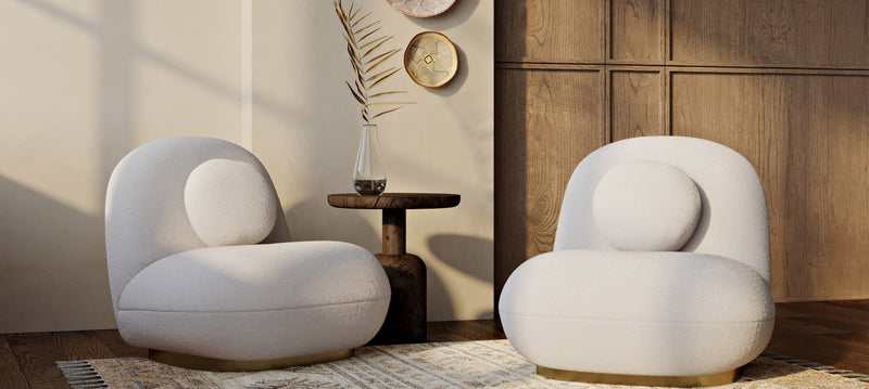 Bouclé fabric upholstered armchair - Larry - gallery 2