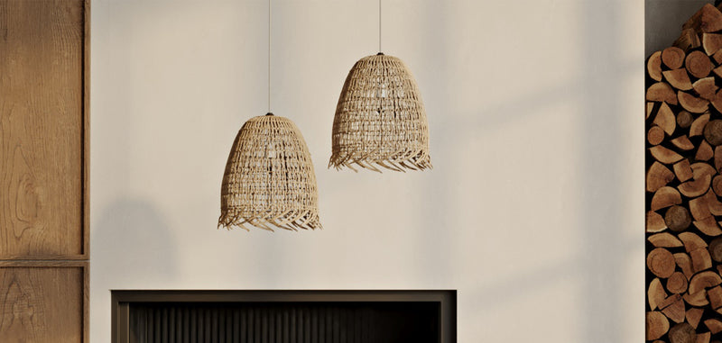 Lampe suspendue style bohème en rotin naturel - Linei