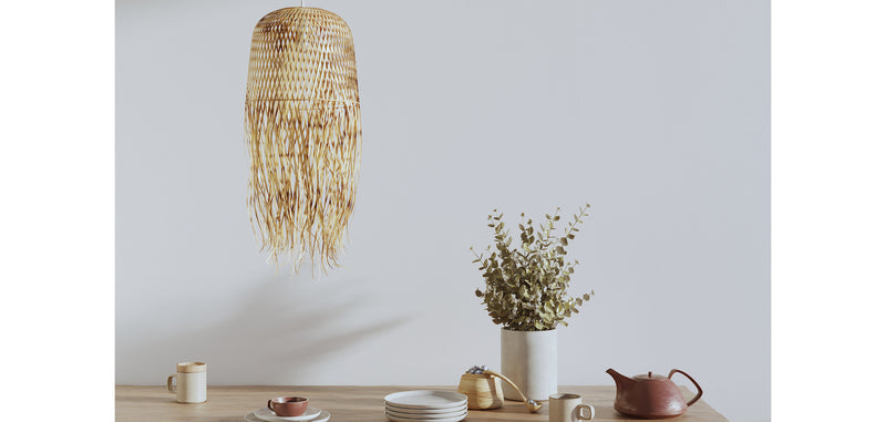 Hanging Lamp Boho Style Natural Bamboo - Thow
