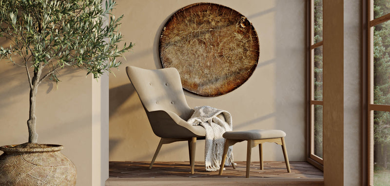 Fauteuil rembourré avec repose-pieds - Style scandinave - Huda