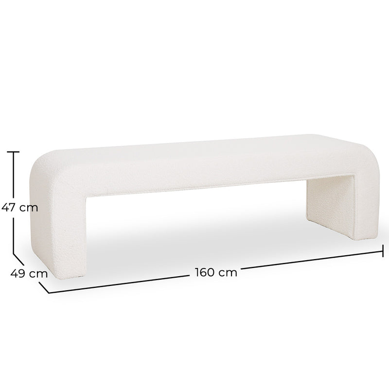 Bench Upholstered In White Bouclé Fabric - Modern Elegant Minimalist - Karla