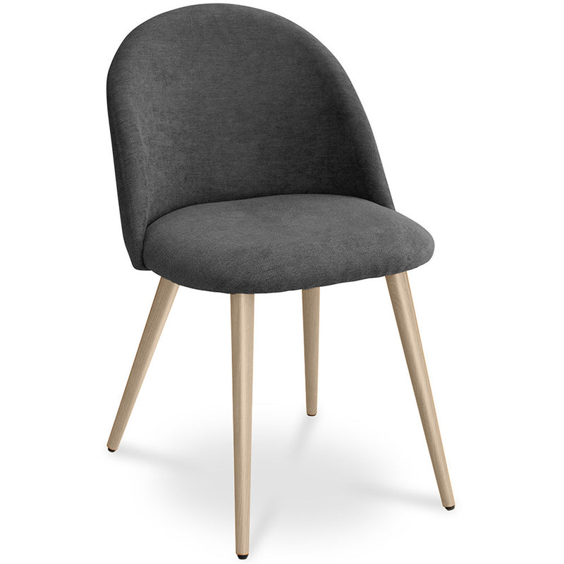 Dining Chair Upholstered in Fabric - Scandinavian Style Solid Natural Wood Style Legs- Evelyne