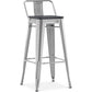 Bar stool with backrest - Industrial design - Wood and steel - 76cm - Stylix