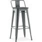 Bar stool with backrest - Industrial design - Wood and steel - 76cm - Stylix