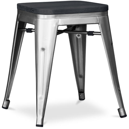 Taburete Diseño Industrial - Madera y Acero - 46cm - Stylix