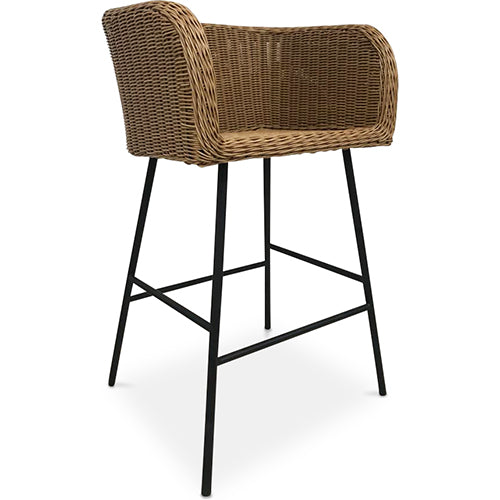 Tabouret en rotin avec accoudoirs - Boho Bali Design - Ishita