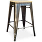 Industrialny stołek barowy - drewno i stal - 61cm - Stylix