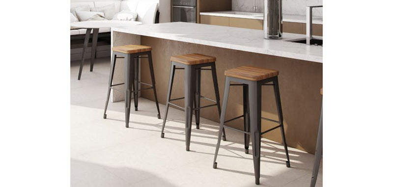 Pack mit 4 Barhockern - Industrielles Design - 76cm - Stylix