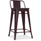 Industrial design bar stool with backrest - Wood and steel - 60 cm - Stylix