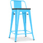 Industrial design bar stool with backrest - Wood and steel - 60 cm - Stylix