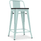 Industrial design bar stool with backrest - Wood and steel - 60 cm - Stylix