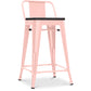 Industrial design bar stool with backrest - Wood and steel - 60 cm - Stylix