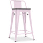Industrial design bar stool with backrest - Wood and steel - 60 cm - Stylix
