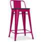Industrial design bar stool with backrest - Wood and steel - 60 cm - Stylix
