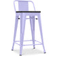 Industrial design bar stool with backrest - Wood and steel - 60 cm - Stylix