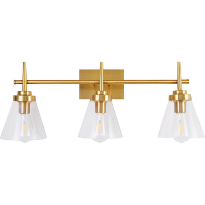 Applique Murale Dorée - Abat-jour en Cristal - 3 Lampes - Runa