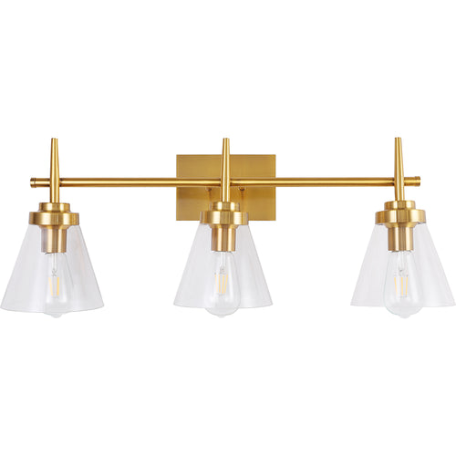 Applique Murale Dorée - Abat-jour en Cristal - 3 Lampes - Runa
