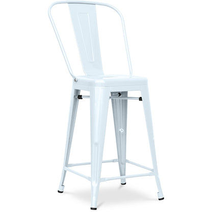 Taboret barowy z oparciem - design industrialny - 60cm - Stylix
