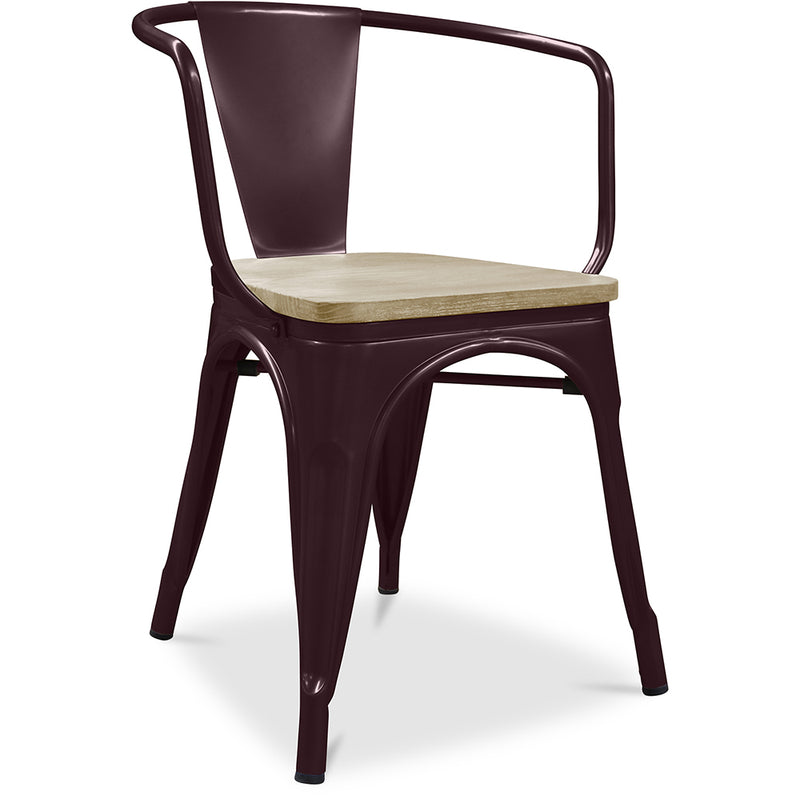 Chaise de salle à manger avec accoudoirs - Bois et acier - Stylix