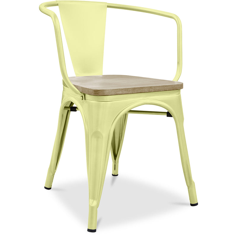 Chaise de salle à manger avec accoudoirs - Bois et acier - Stylix