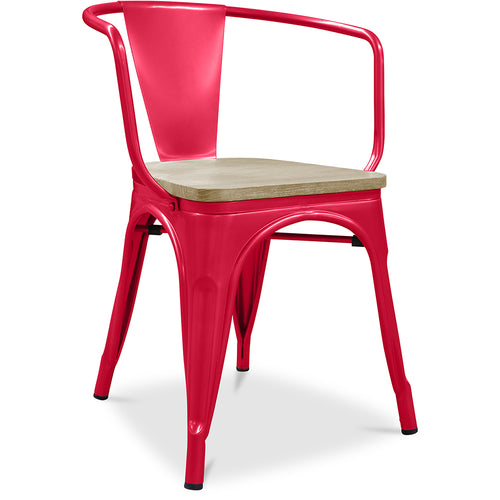 Chaise de salle à manger avec accoudoirs - Bois et acier - Stylix
