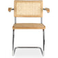 Chaise à manger avec accoudoirs - Design vintage - Bois et rotin - Bruna