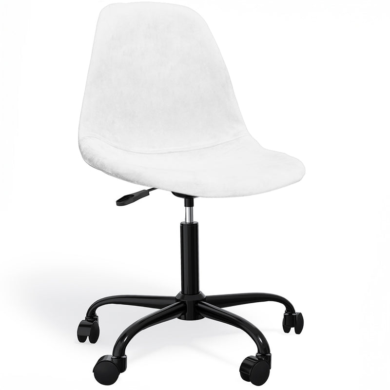 Office Chair Swivel with Wheels – Velvet Upholstery – Steel Black Legs - Denisse