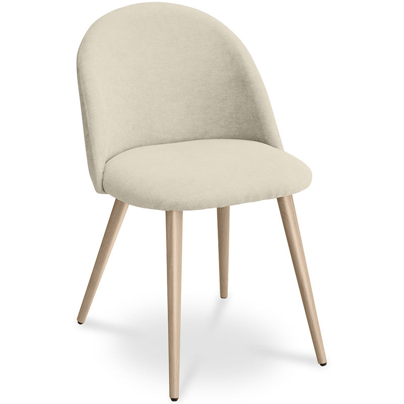 Dining Chair Upholstered in Fabric - Scandinavian Style Solid Natural Wood Style Legs- Evelyne