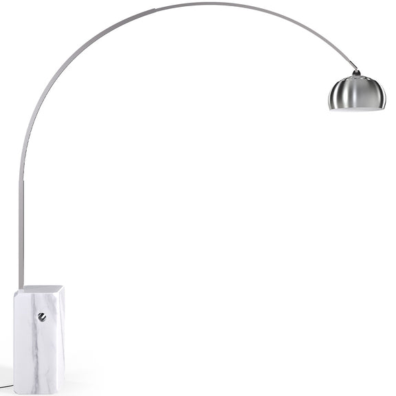 Lampa Podłogowa Arco z metalu z marmurową podstawą – Arko - Biały