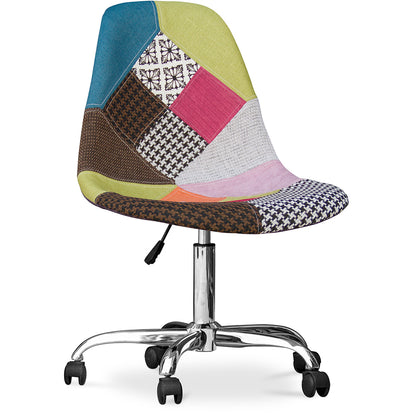 Chaise de Bureau à roulettes - Chaise de Bureau - Tapissée en Patchwork - Simona