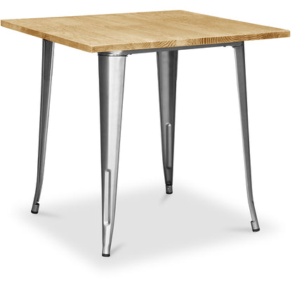 Square Industrial Dining Table - Wood and Metal - Stylix