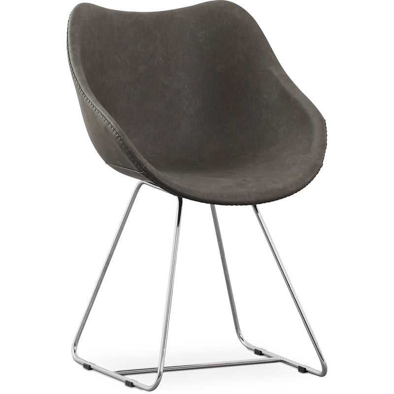 Chaise de salle à manger avec accoudoirs - Simili cuir - PU - Stylix - Noir - Clun