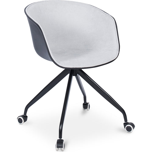 Chaise de bureau tapissée avec accoudoirs - Chaise de bureau à roulettes - Noir et blanc - Jodie