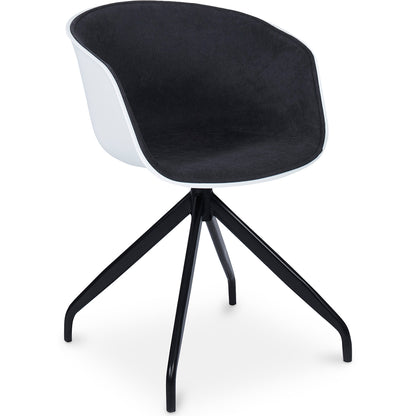 Chaise de bureau tapissée avec accoudoirs - Chaise de bureau noire et blanche - Jodie
