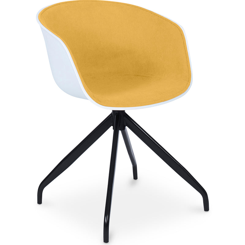 Chaise de bureau tapissée avec accoudoirs - Chaise de bureau noire et blanche - Jodie