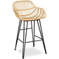 Taboret barowy z podłokietnikami - Styl Boho Bali - 65cm - Many
