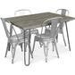 Table de salle à manger design 120cm + 4 chaises de salle à manger - Design industriel - Hairpin Stylix