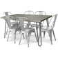 Dining Table Set - Industrial Design 150cm + Set of 6 Dining Chairs - Industrial Design - Hairpin Stylix