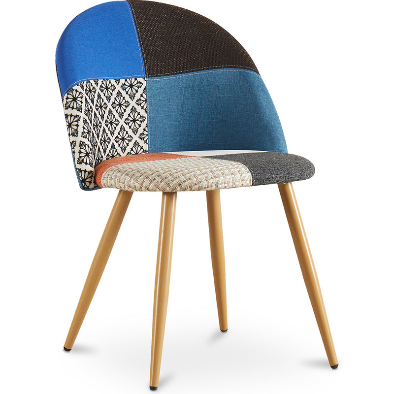 Chaise de salle à manger tapissée en patchwork - Style scandinave - Evelyne