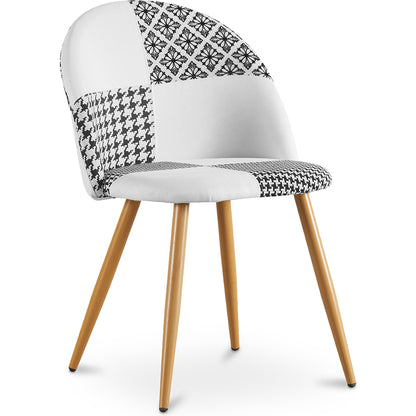 Chaise de salle à manger - tapissée en patchwork noir et blanc - Evelyne