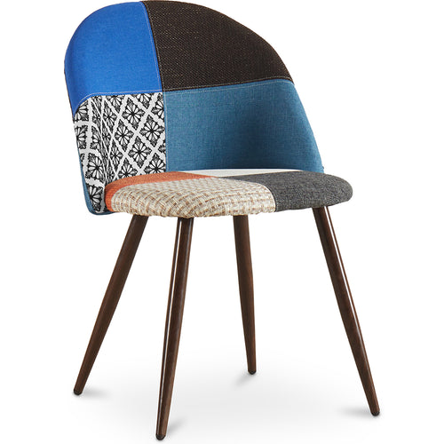 Chaise de salle à manger tapissée en patchwork - Style scandinave - Pixi