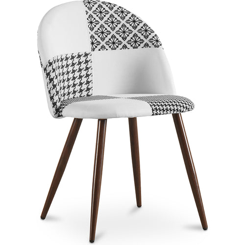 Chaise de salle à manger - Tapissée en Patchwork noir et blanc - Evelyne