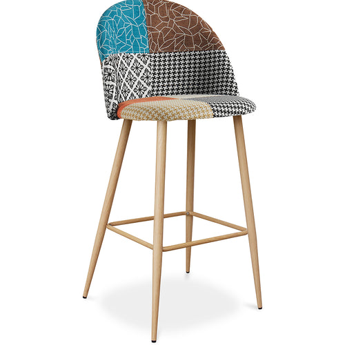 Tabouret Rembourré en Patchwork - Style Scandinave - Evelyne