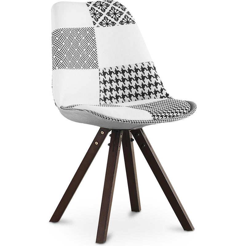 Chaise de salle à manger - Tapissée en Patchwork - Noir et Blanc - Denisse