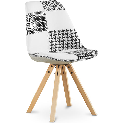 Chaise de salle à manger - tapissée en patchwork noir et blanc - Denisse