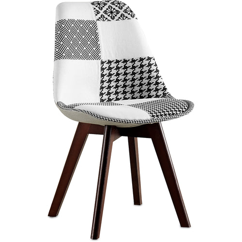 Dining chair - upholstered in black and white patchwork - New edition - Sam
